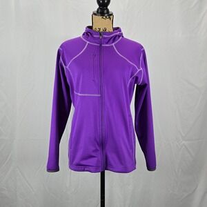 Tri-Mountain Women Fleece Full Zip Outdoor Hoodie Size L Purple Hiking Active